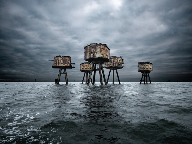 England, UK --- Maunsell Forts in the Thames Estuary --- Image by © Howard Kingsnorth/Corbis